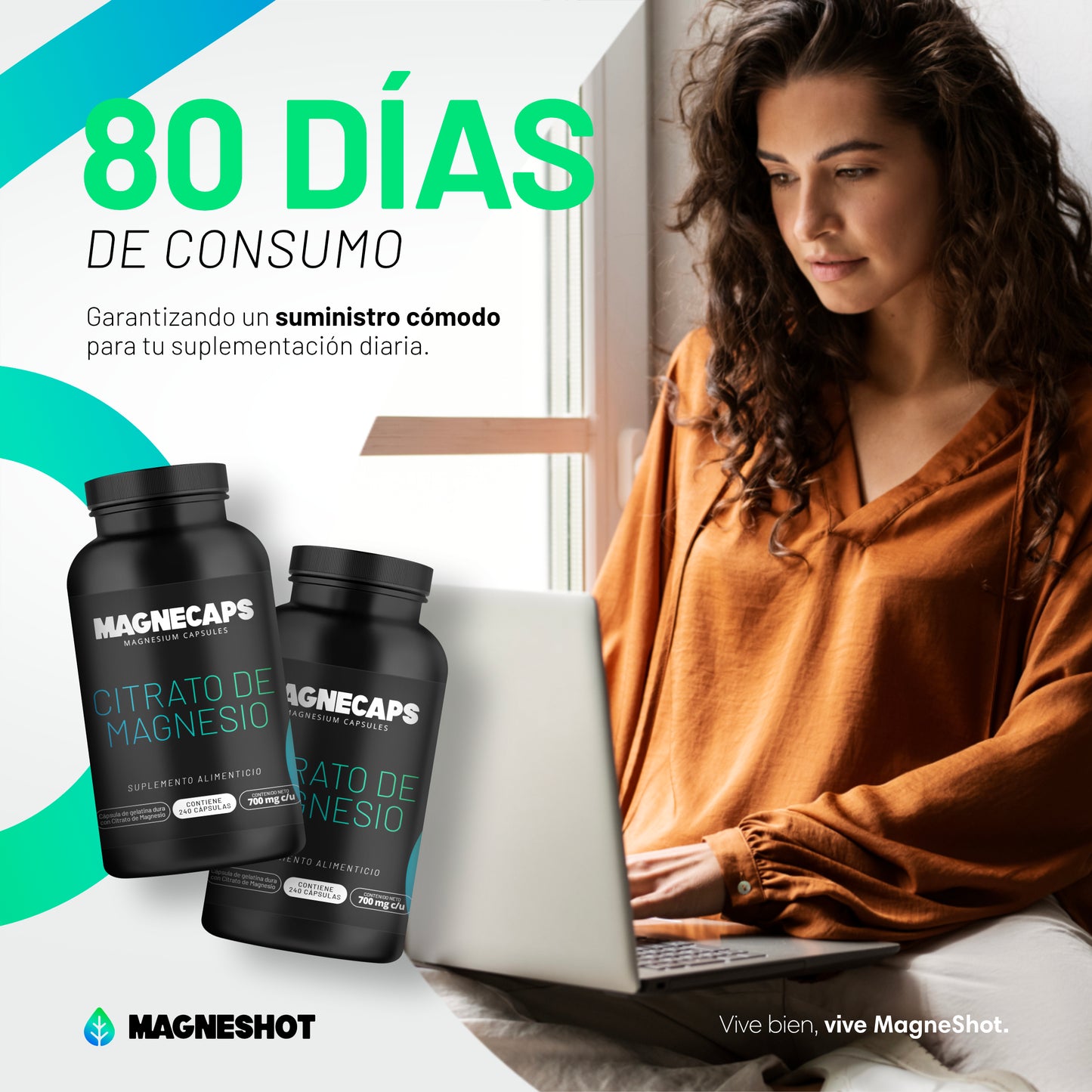 MagneCaps Citrato de Magnesio 240 Cápsulas - 80 porciones ENVIO GRATIS