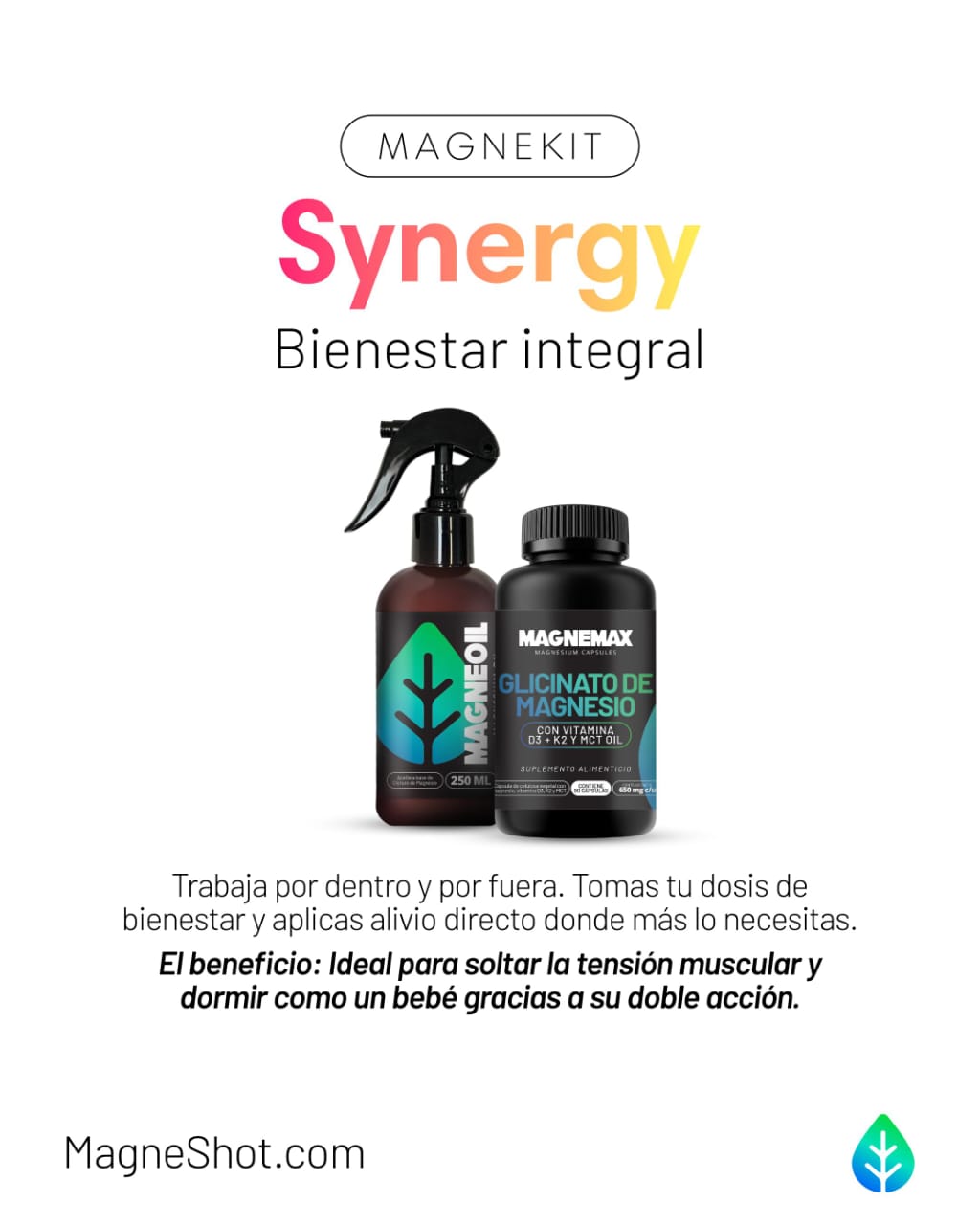 MagneKit Synergy | Glicinato de Magnesio + Aceite de Magnesio